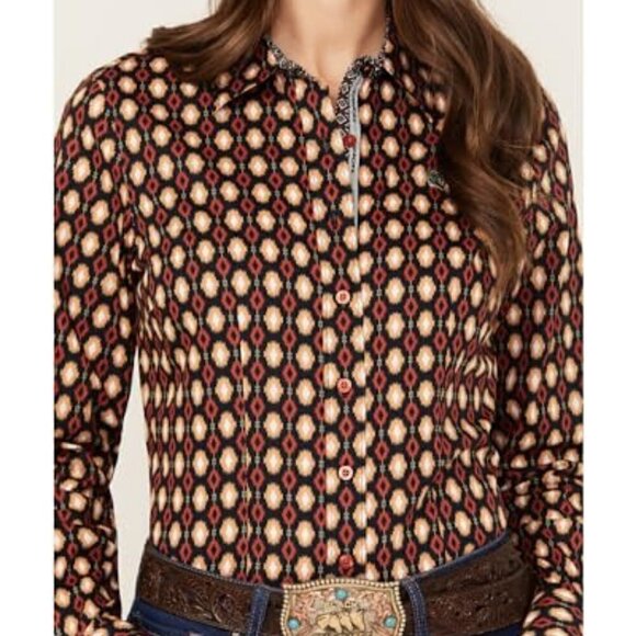 Cinch Tops - Cinch Women's XXL Long Sleeve Southwestern Geo Print Button Up Western Shirt